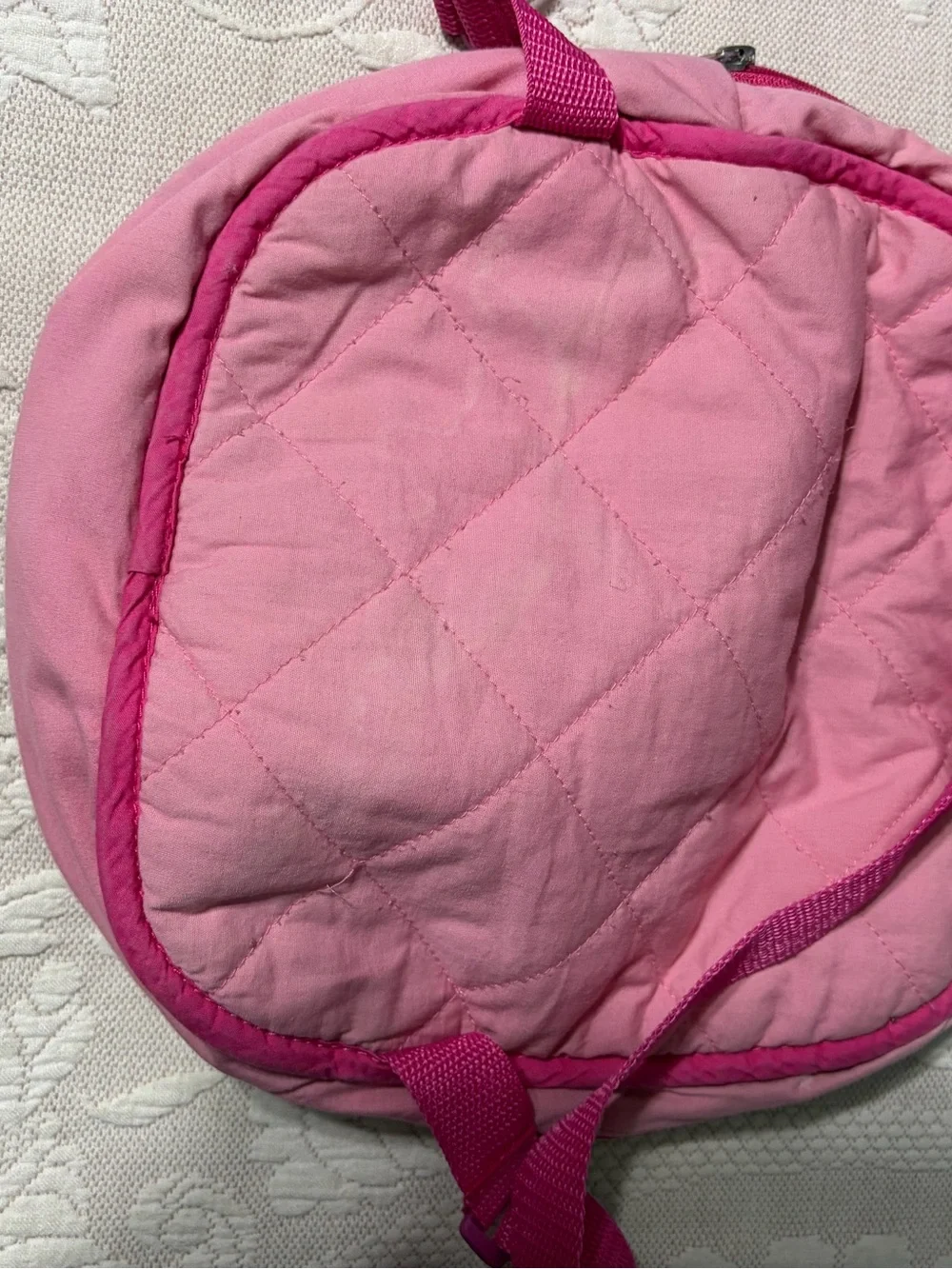 American Girl Bitty Baby Pink Quilted Kids Backpack WELL LOVED but functional